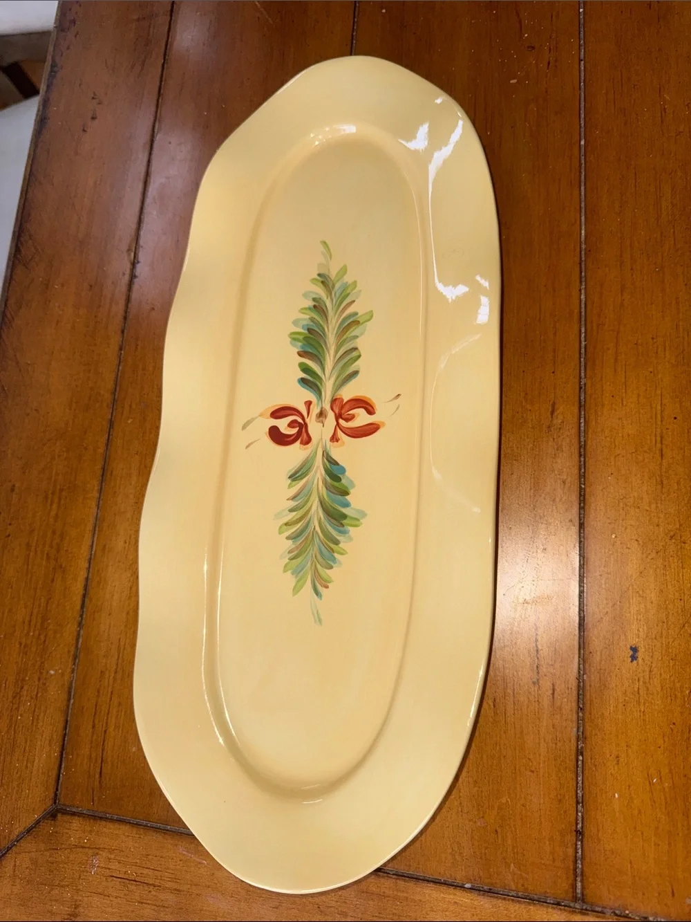 Gail Pittman Vintage Decorative Serving Platter with Hand-Painted Floral Accent